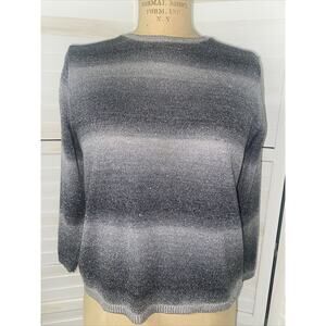 Alfred Dunner Petite SPARKLE Glitter Sweater Shirt Top PM Gray Silver METALLIC